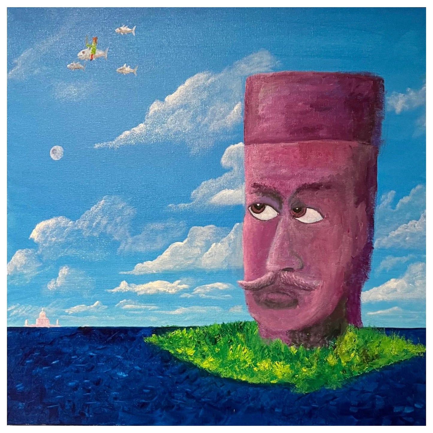 Картина Бориса Гребенщикова «Железный Ус Сомневается В Иллюзорности Мира». 2025. Холст, масло.