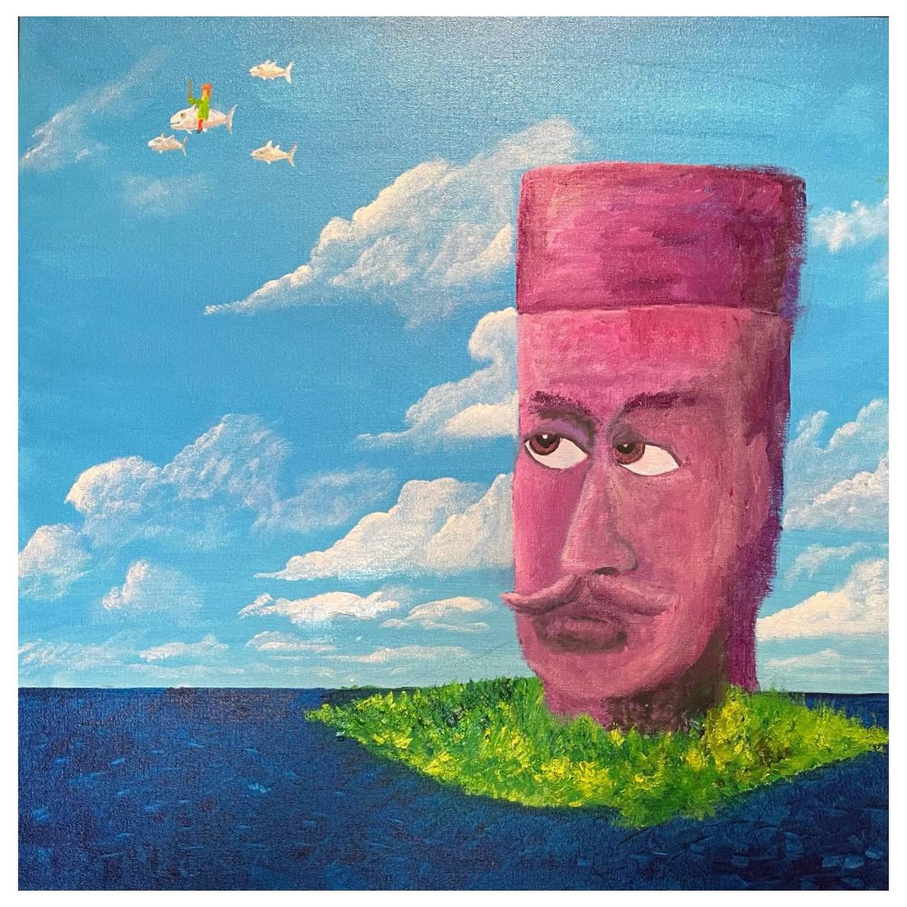 Картина Бориса Гребенщикова «Железный Ус Сомневается В Иллюзорности Мира». 2025. Холст, масло.