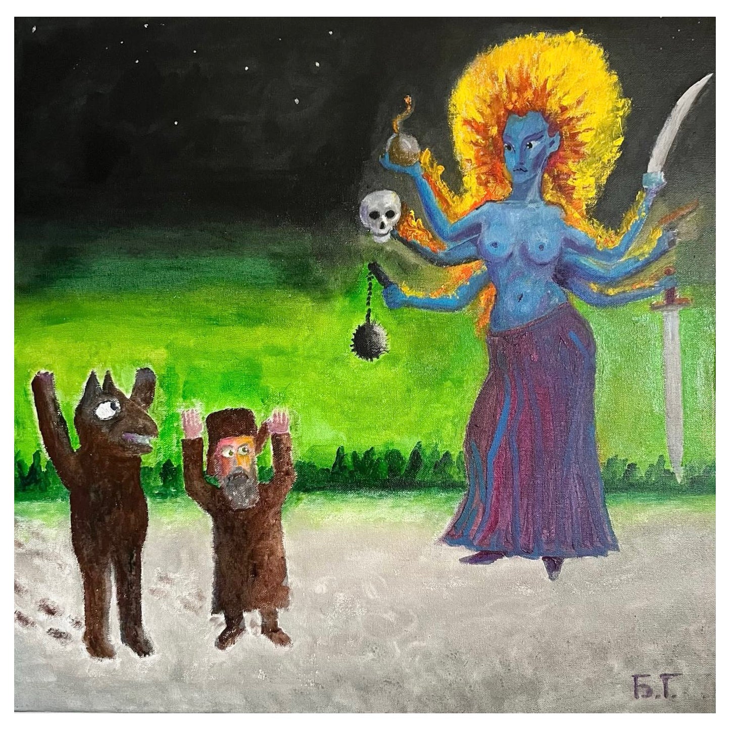 Картина Бориса Гребенщикова «Сусанна и Старцы ‘25». 2025. Холст, масло.