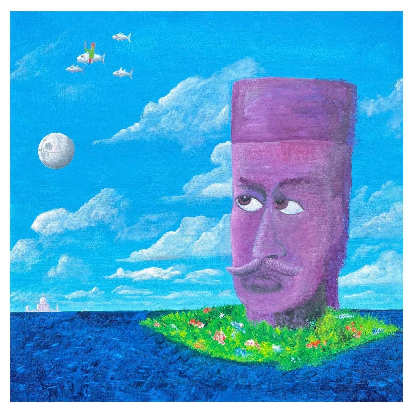 Картина Бориса Гребенщикова «Железный Ус Сомневается В Иллюзорности Мира». 2025. Холст, масло.